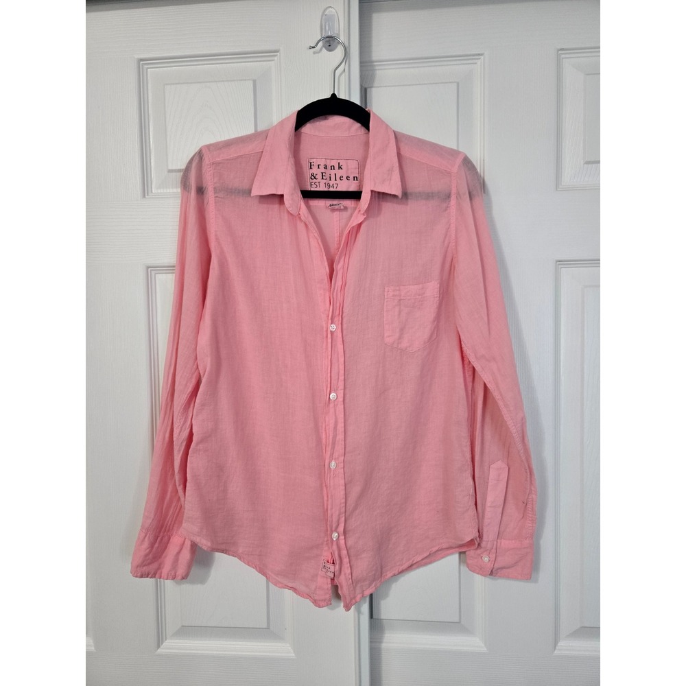 Frank & Eileen Barry Pink Cotton Button Up Shirt Long Sleeve Womens Small